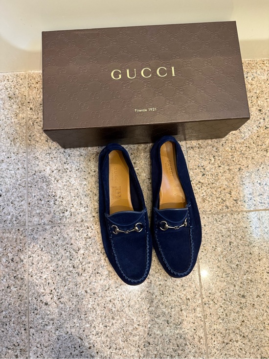 Gucci Shoes - Gucci Women’s Navy Suede Horsebit Loafers